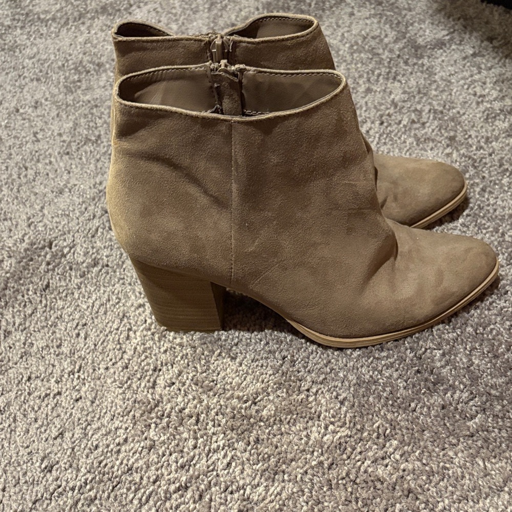 New Directions Suede Tan Ankle Booties